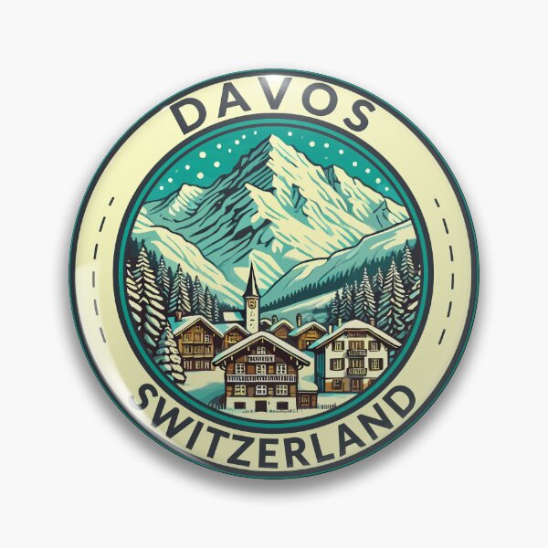 Item preview, Davos Switzerland Illustration Travel Art Badge designed and sold by KrisSidDesigns.