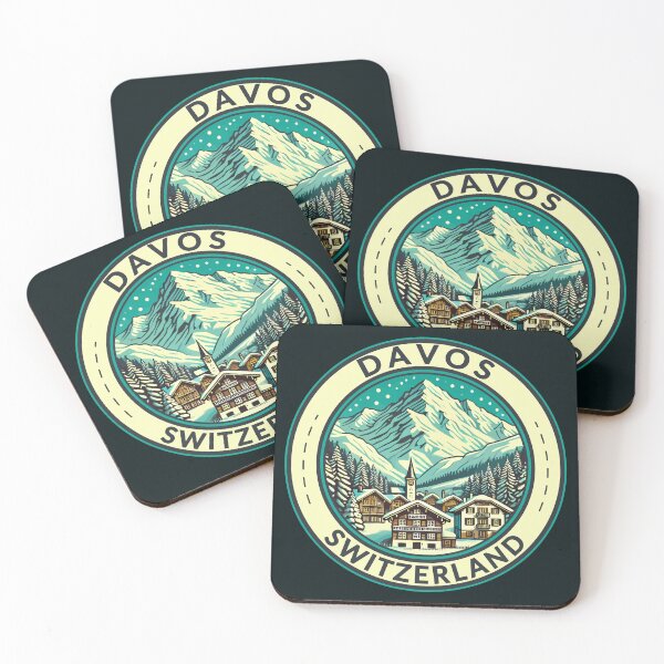 Item preview, Davos Switzerland Illustration Travel Art Badge designed and sold by KrisSidDesigns.