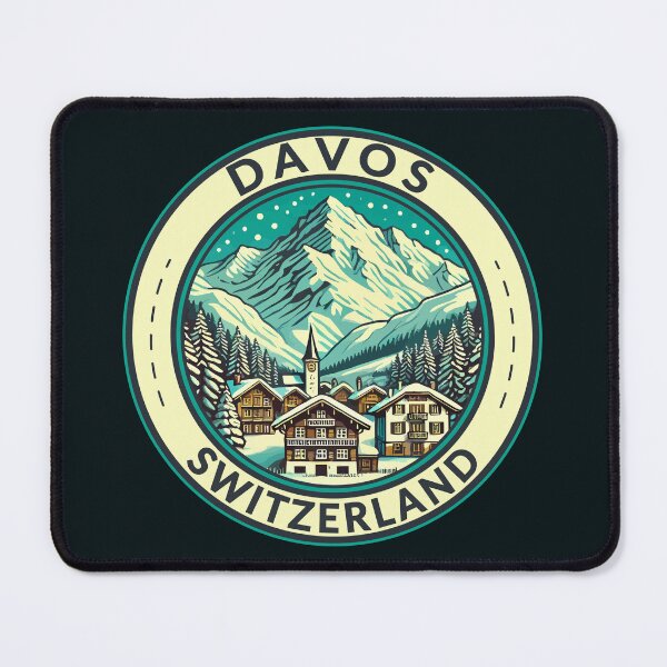 Item preview, Davos Switzerland Illustration Travel Art Badge designed and sold by KrisSidDesigns.