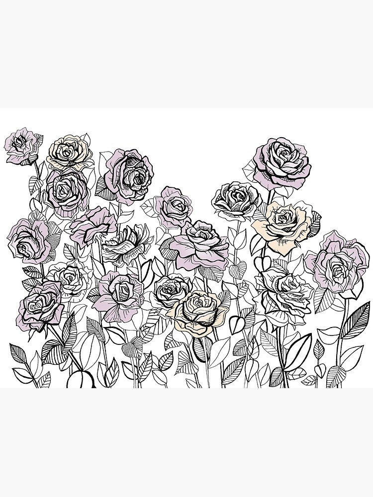 "Rose Bush Drawing Graphic Design " Poster for Sale by BlueHazeStudio