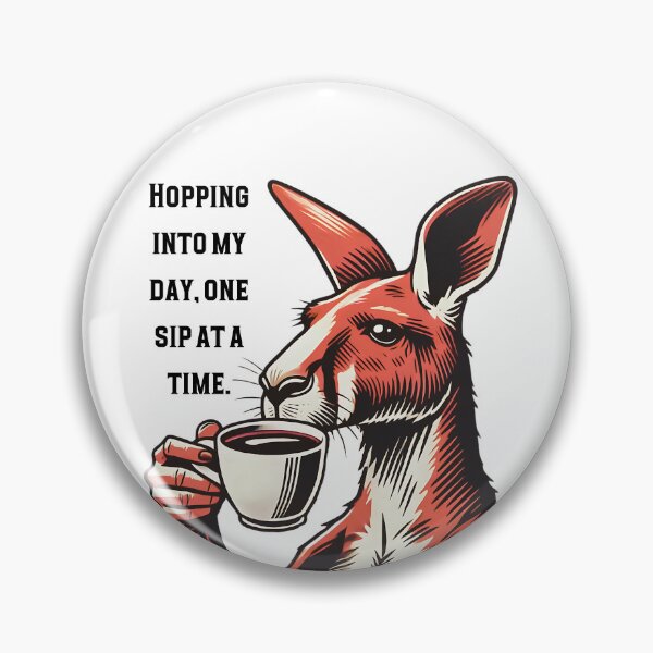 Item preview, Kangaroo Barista Saying "Hopping into My Day, One Sip at a Time" Animal Cafe Design designed and sold by Szymon Wangler.
