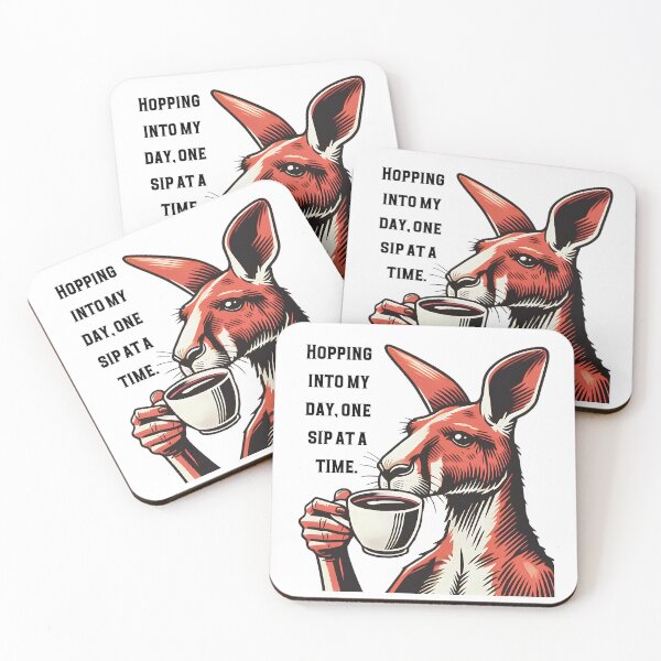 Item preview, Kangaroo Barista Saying "Hopping into My Day, One Sip at a Time" Animal Cafe Design designed and sold by Szymon Wangler.
