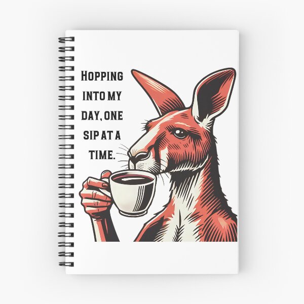 Item preview, Kangaroo Barista Saying "Hopping into My Day, One Sip at a Time" Animal Cafe Design designed and sold by Szymon Wangler.