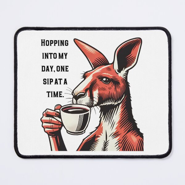 Item preview, Kangaroo Barista Saying "Hopping into My Day, One Sip at a Time" Animal Cafe Design designed and sold by Szymon Wangler.