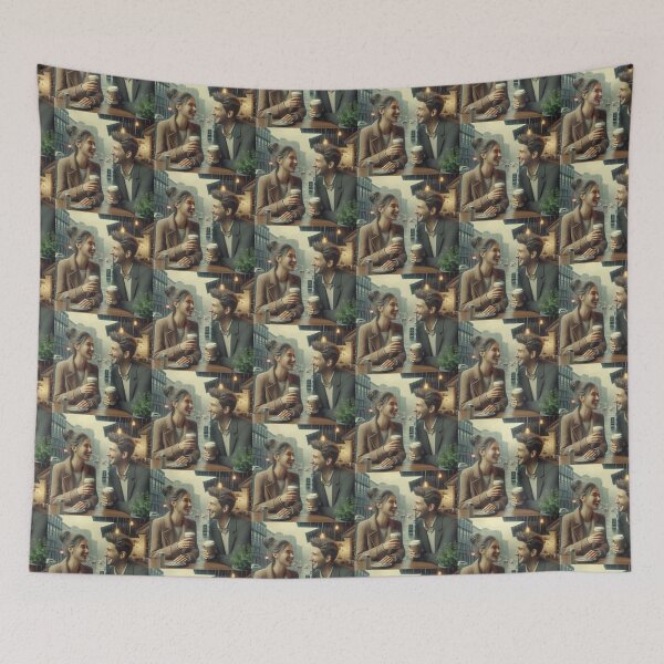 Item preview, Cozy Couple Coffee Date in the Rain designed and sold by choder61.