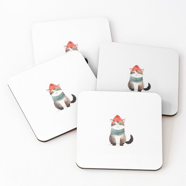 Item preview, Cute Cat wearing a red hat designed and sold by Victoria Riabov.