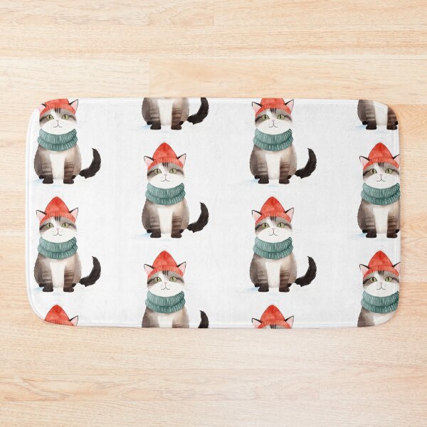 Item preview, Cute Cat wearing a red hat designed and sold by Victoria Riabov.