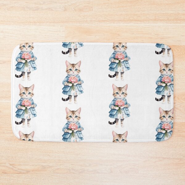 Item preview, Cute Cat holding a pink flower designed and sold by Victoria Riabov.
