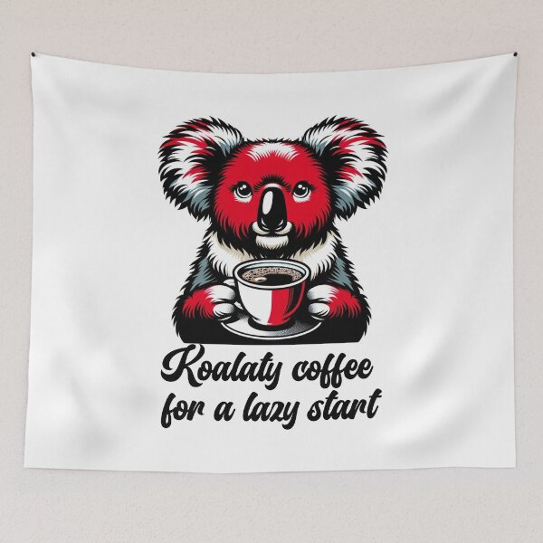 Item preview, Koala Barista Saying "Koalaty Coffee for a Lazy Start" Animal Cafe Design designed and sold by Szymon Wangler.