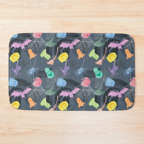 Item preview, Halloween design, cute ghosts, spider, bat, pumpkins on grey designed and sold by by Mònica Roca.