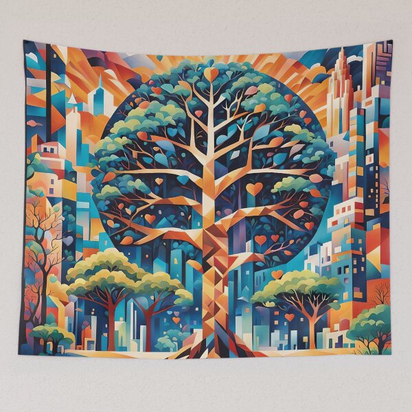 Artikelvorschau, Der Baum des Lebens und die antike Stadt einer schlafenden Schönheit werden in einem lebendigen Bild in flüssiger Ölmalerei dargestellt, wie Wachs entworfen und verkauft von medo306090.