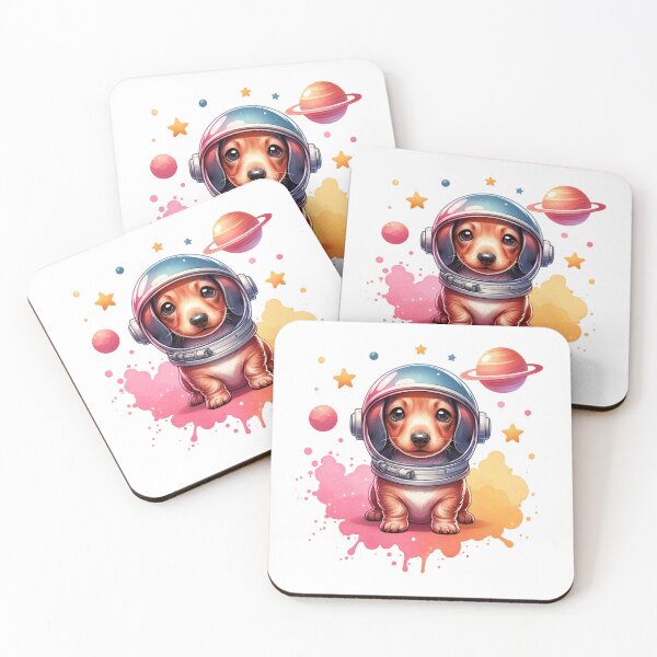 Item preview, Cosmic puppy Dachshund wearing astronaut helmet  designed and sold by BritishDelights.