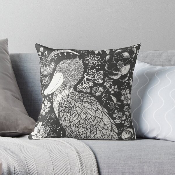 Shoebill in the Garden Throw Pillow
