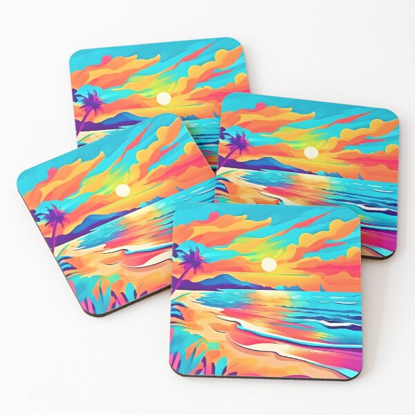 Item preview, Vibrant Beach Sunset Art designed and sold by Health And Fitness Posts e-Store.