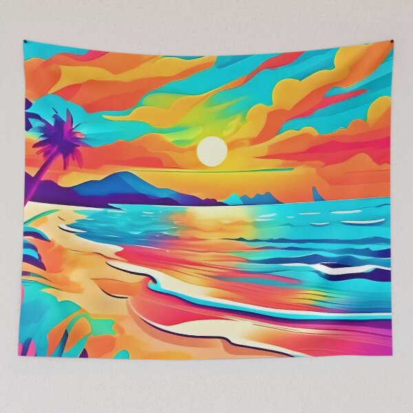 Item preview, Vibrant Beach Sunset Art designed and sold by Health And Fitness Posts e-Store.