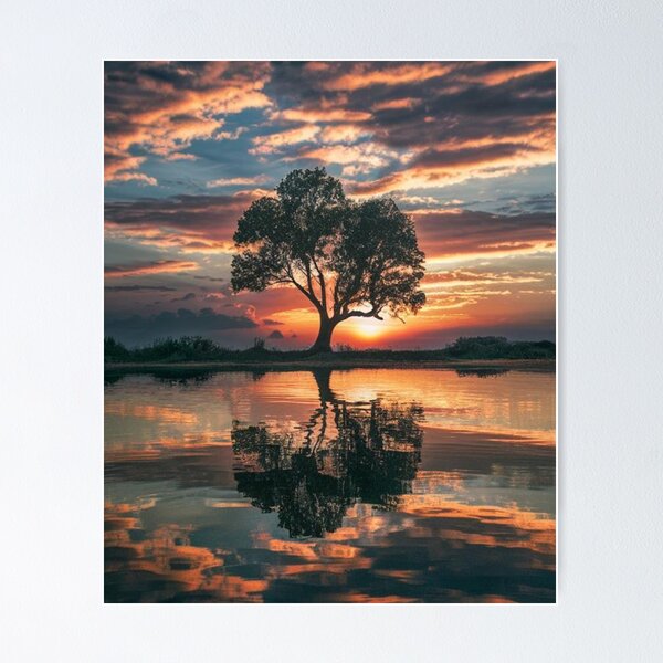Item preview, The Sunset Tree Over the Lake designed and sold by Ramatastic.