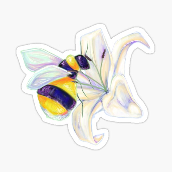 Aperçu de l'œuvre Peinture d'abeilles et de lys créée et vendue par ivory-.