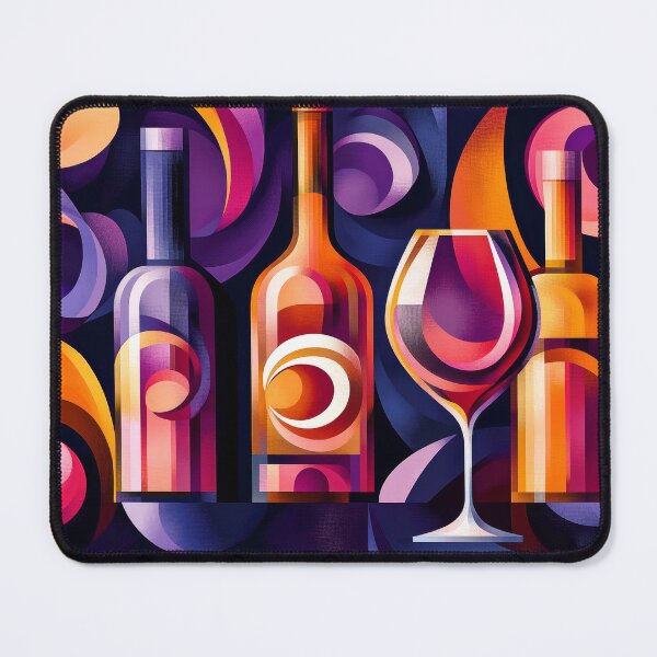 Item preview, Abstract art print of wine glasses and bottles designed and sold by MargaretWiktor.