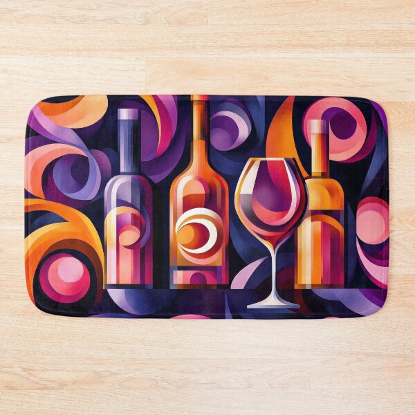 Item preview, Abstract art print of wine glasses and bottles designed and sold by MargaretWiktor.