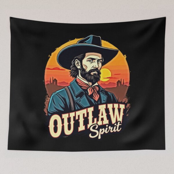 Item preview, Western Outlaw with Sunset Background designed and sold by artwaves.
