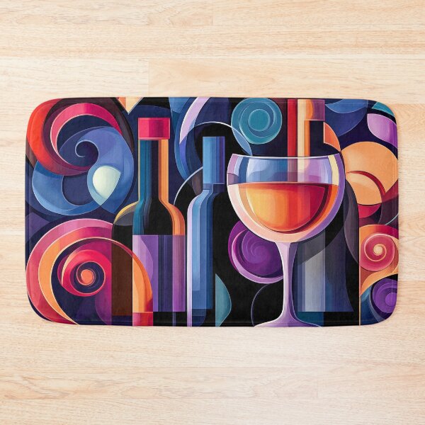 Item preview, Abstract art print of wine glasses and bottles designed and sold by MargaretWiktor.