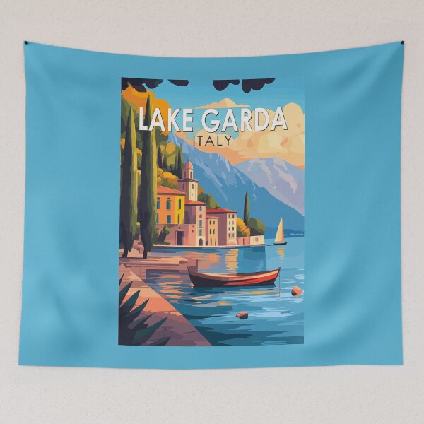 Item preview, Lake Garda Italy Travel Art Vintage designed and sold by KrisSidDesigns.