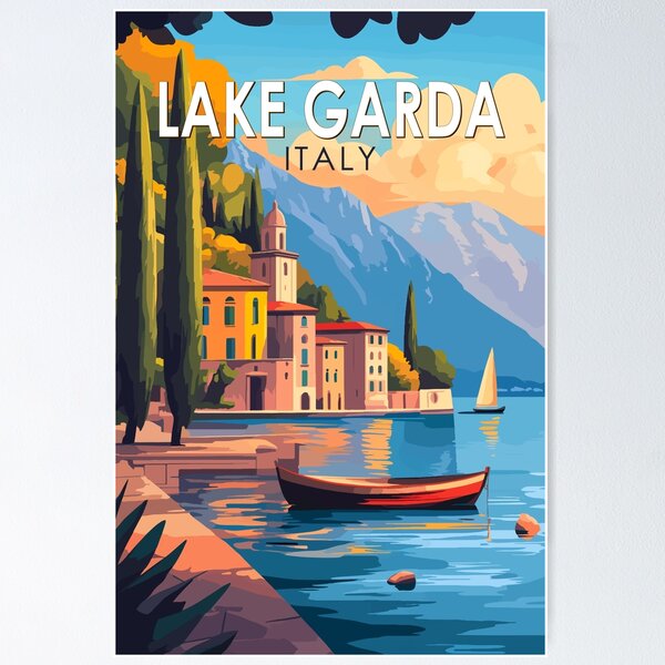 Item preview, Lake Garda Italy Travel Art Vintage designed and sold by KrisSidDesigns.