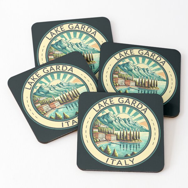 Item preview, Lake Garda Italy Illustration Travel Art Badge designed and sold by KrisSidDesigns.