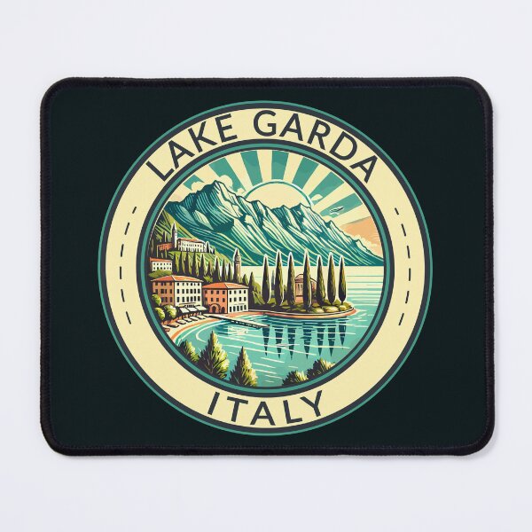 Item preview, Lake Garda Italy Illustration Travel Art Badge designed and sold by KrisSidDesigns.