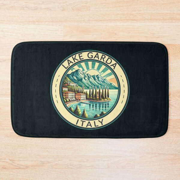 Item preview, Lake Garda Italy Illustration Travel Art Badge designed and sold by KrisSidDesigns.