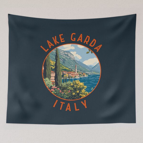 Item preview, Lake Garda Italy Retro Distressed Circle designed and sold by KrisSidDesigns.