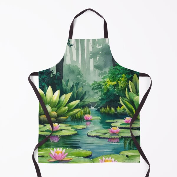 Item preview, Serenity Blossoms Water Lilies Amidst the Trees designed and sold by Rikaole-Art.