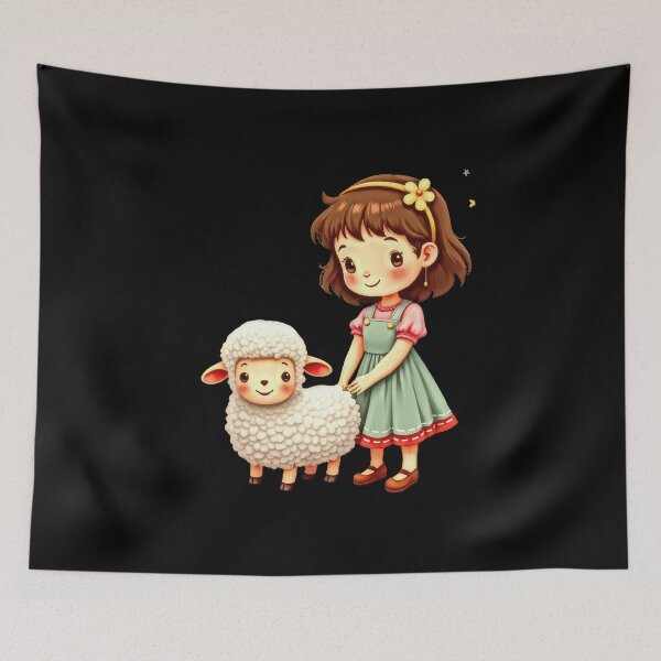 Item preview, Girl with Cute Lamb designed and sold by artwaves.