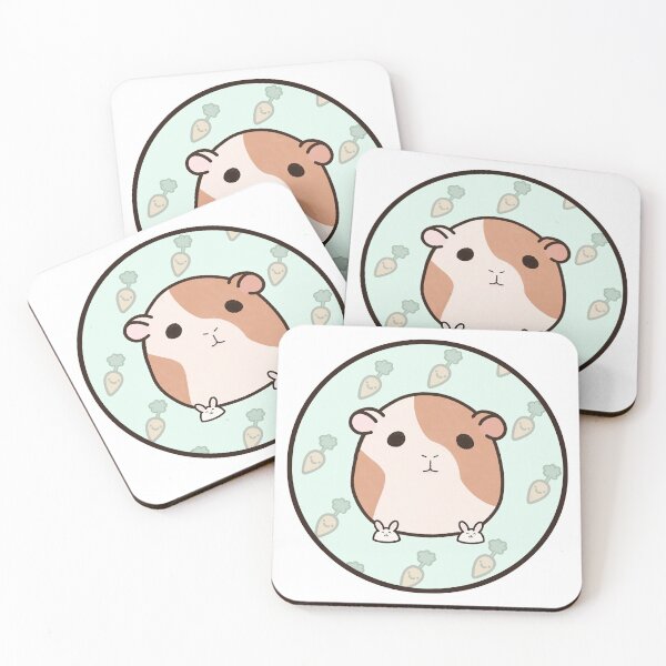 Item preview, Peablossom the Guinea Pig - Piggie with Bunny Slippers and Carrots designed and sold by HeyFritters' Redbubble Shop.