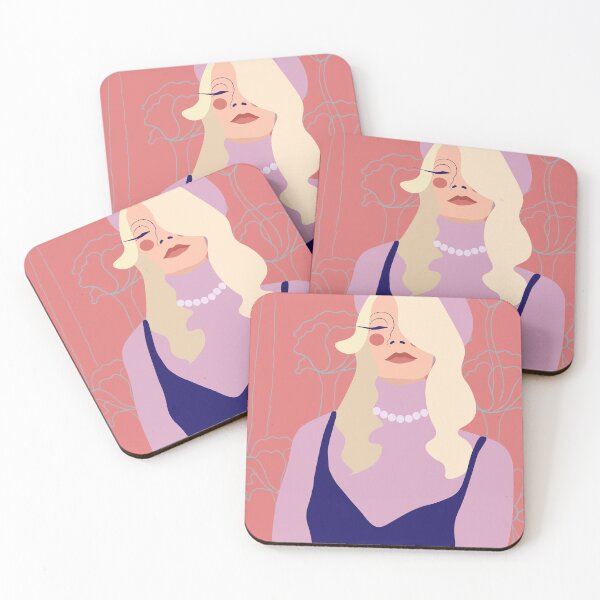 Item preview, Girl in Purple Beret Pearls pink floral background designed and sold by alisonm47.