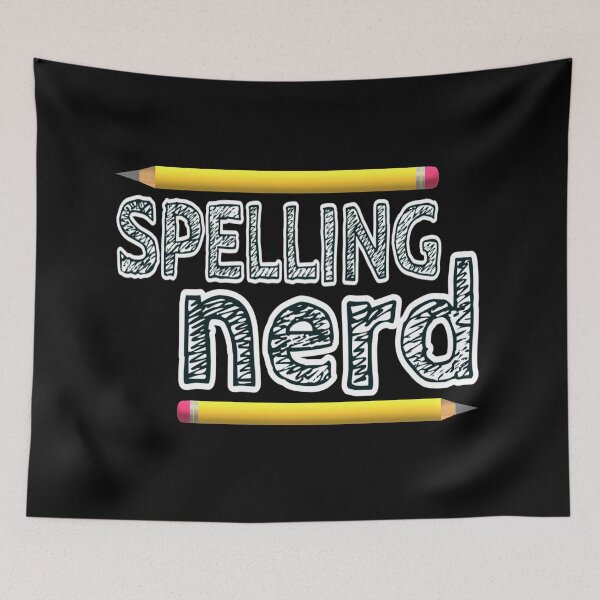 Item preview, Spelling Nerd. Funny Statement for Proud Proper Spelling Lovers. Yellow Pencils with Black Letters. (Black Background) designed and sold by ArtByLM.