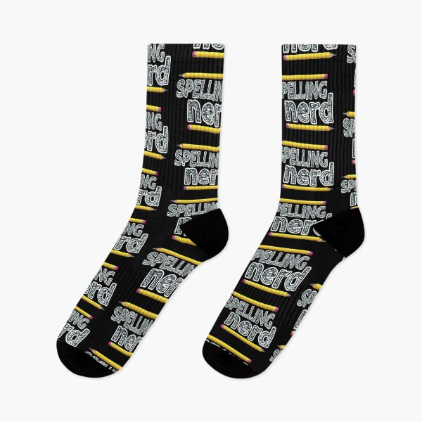 Item preview, Spelling Nerd. Funny Statement for Proud Proper Spelling Lovers. Yellow Pencils with Black Letters. (Black Background) designed and sold by ArtByLM.