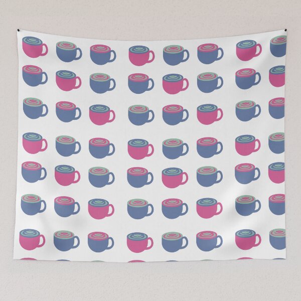 Item preview, Blue Green and Pink Latte art pattern (matcha coffee and hot cocoa) designed and sold by alisonm47.