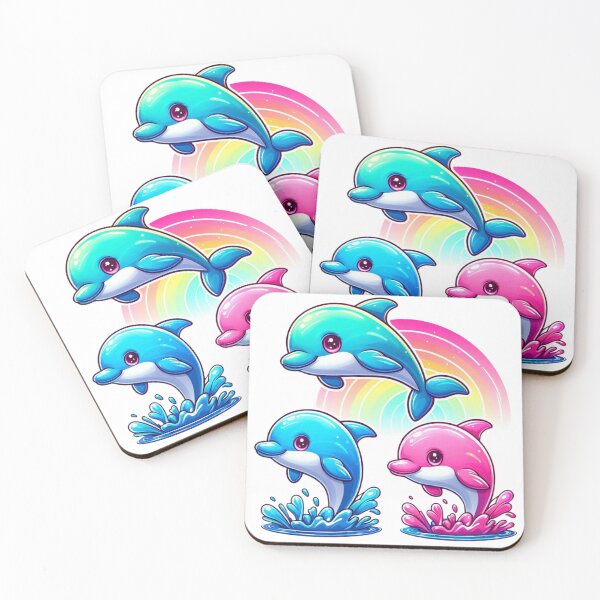 Item preview, Swimming Cute Dolphins,Rainbow designed and sold by deniz kaya.
