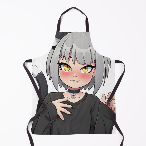 Item preview, Charming Silver-Haired Catgirl – Cute & Playful Design with Black T-Shirt & Bell Collar designed and sold by ByteyCreatives.