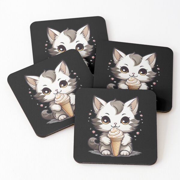 Item preview, Kawaii Cat Eating Icecream designed and sold by 100Sunsets.