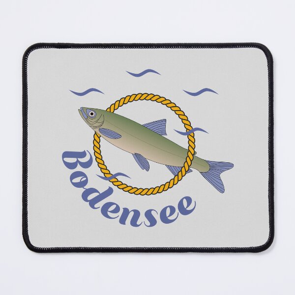 Item preview, Lake Constance lettering with fish swimming through a round yellow rope designed and sold by Elisabeth Kochenburger.