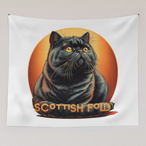 Item preview, Diseño de camisetas con impresiones de póster: razas de gatos: Scottish Fold designed and sold by ForeverPrintsOK.