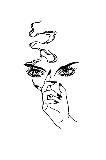 "Outline Tattoo of a Girl Smoking" Poster by Artman ...