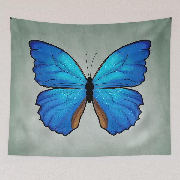 Item preview, Morpho Butterfly With GReen Faded Background designed and sold by ClearAndHappy.