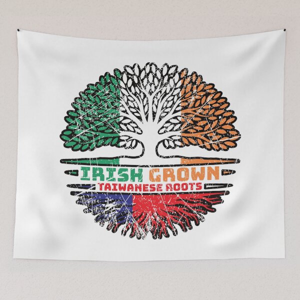 Item preview, Taiwan Taiwanese Irish Ireland Tree Roots Flag designed and sold by FlagX.