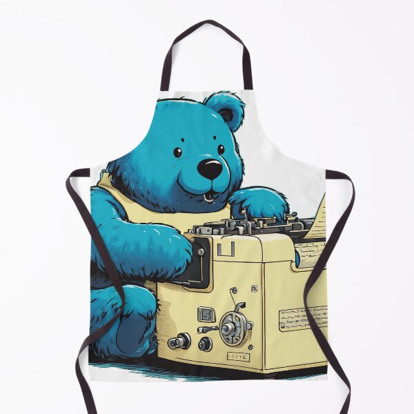 Item preview, Cute Blue Bear Typing on a Vintage Typewriter  designed and sold by ArtsyWishesShop.