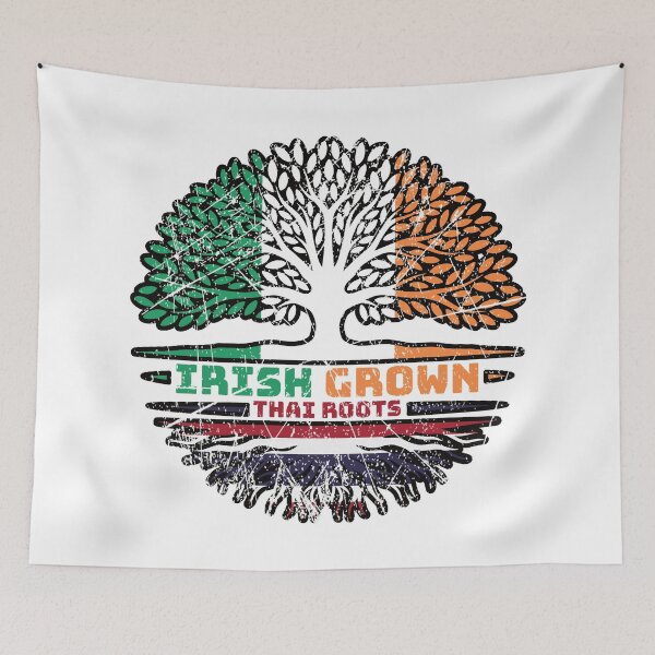 Item preview, Thailand Thai Irish Ireland Tree Roots Flag designed and sold by FlagX.