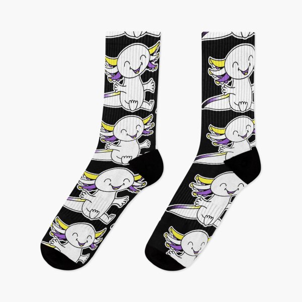 Item preview, Hug me! Cute Axolotl in Nonbinary Pride colors designed and sold by JoyfulJen.