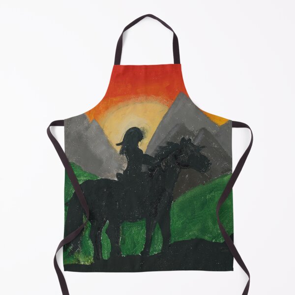 Item preview, Horse and Rider Sunset Mountain Silhouette GOUACHE PAINTING designed and sold by Abby Art Studio.